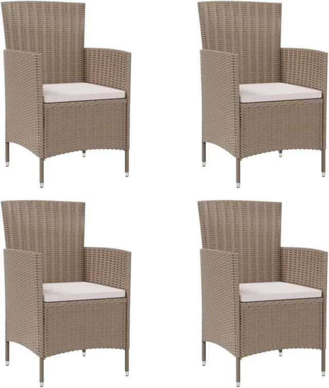 Main image of vidaXL Patio Chairs with Cushions 4 pcs Poly Rattan Beige