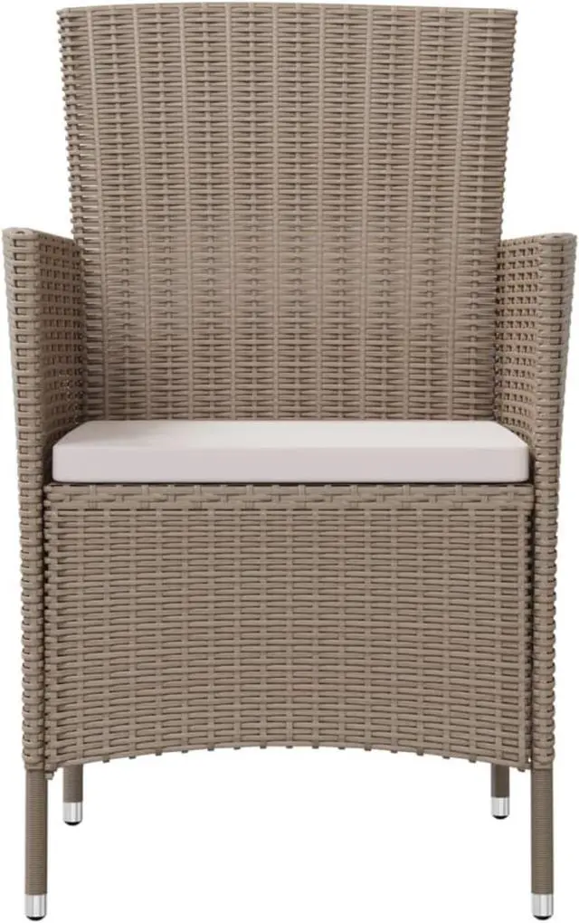 Alt view image 3 of 13 - vidaXL Patio Chairs with Cushions 4 pcs Poly Rattan Beige