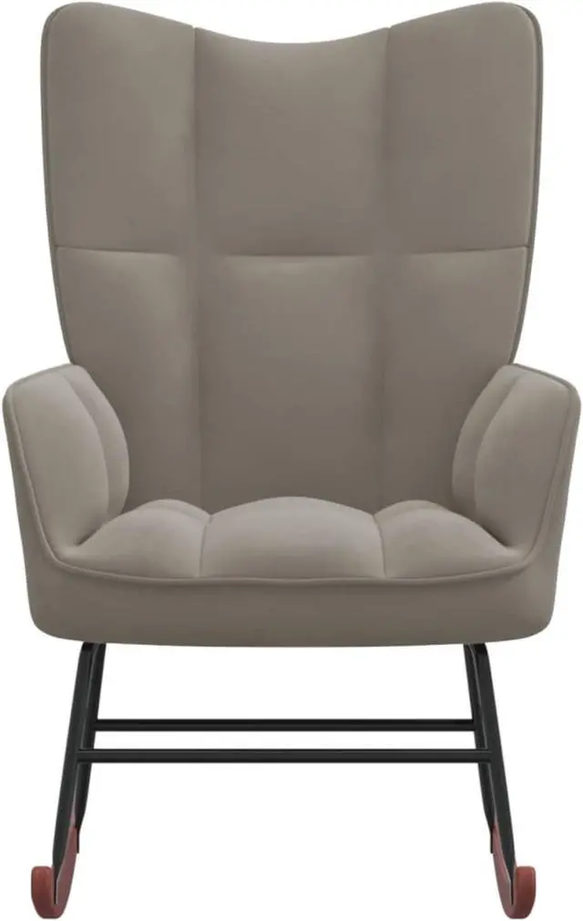 Alt view image 2 of 14 - vidaXL Rocking Chair Light Gray Velvet