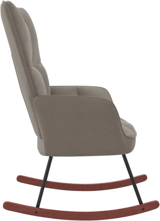 Alt view image 3 of 14 - vidaXL Rocking Chair Light Gray Velvet