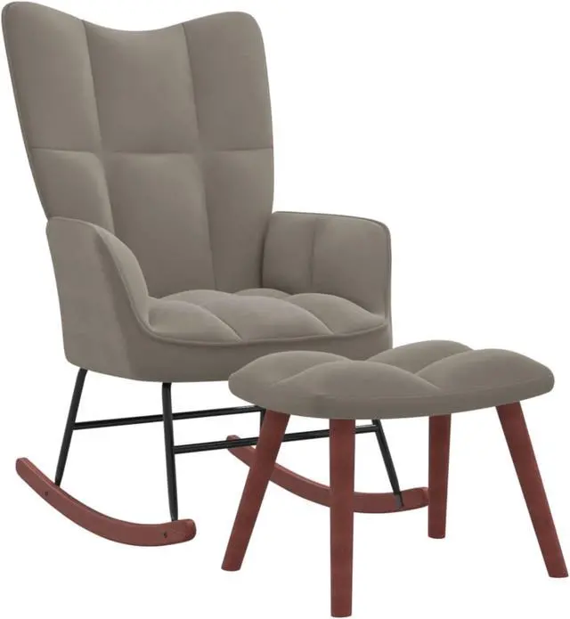Main image of vidaXL Rocking Chair with a Stool Light Gray Velvet