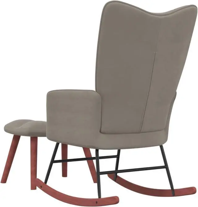 Alt view image 4 of 12 - vidaXL Rocking Chair with a Stool Light Gray Velvet