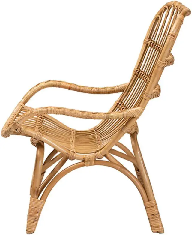 Alt view image 3 of 13 - Baxton Studio Earvin Modern Bohemian Natural Brown Rattan Armchair