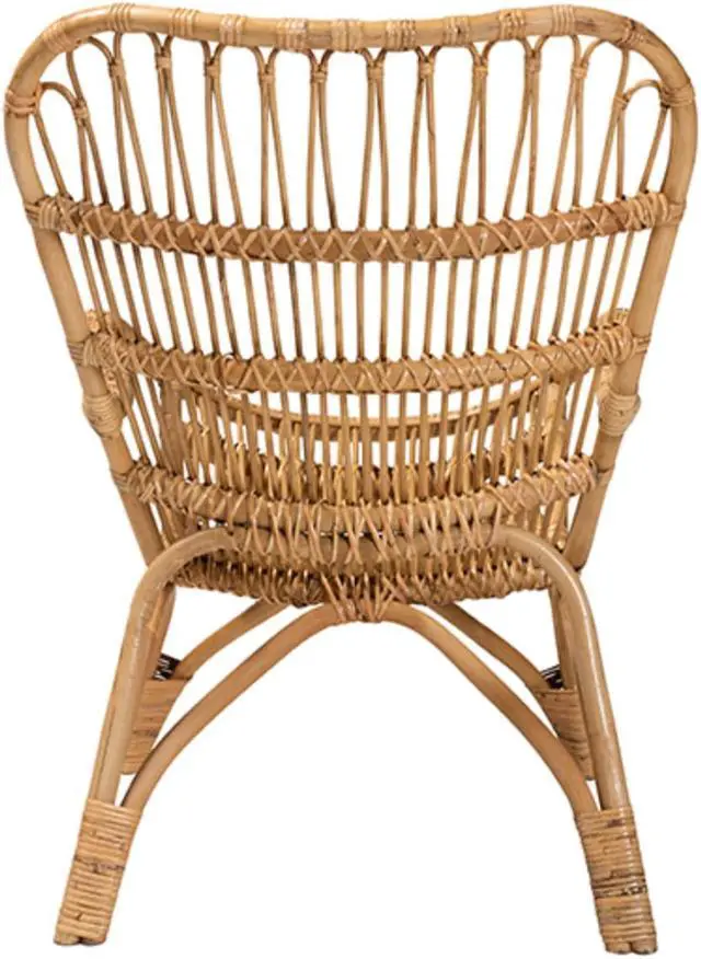 Alt view image 4 of 13 - Baxton Studio Earvin Modern Bohemian Natural Brown Rattan Armchair