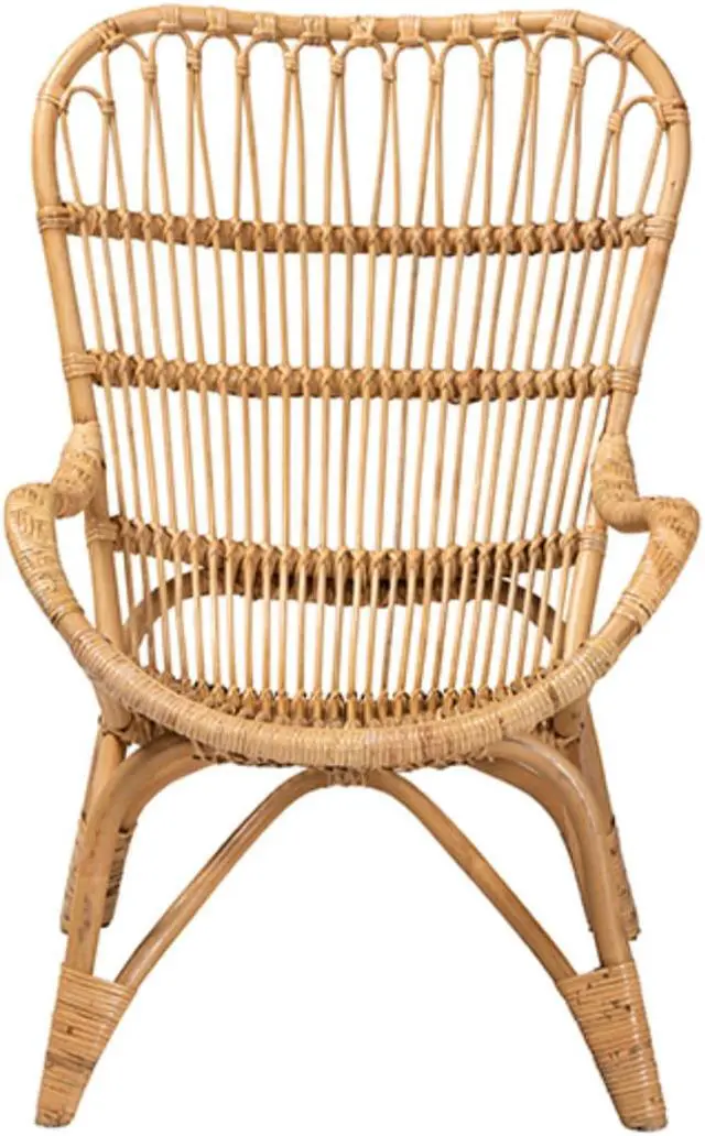 Alt view image 2 of 13 - Baxton Studio Earvin Modern Bohemian Natural Brown Rattan Armchair