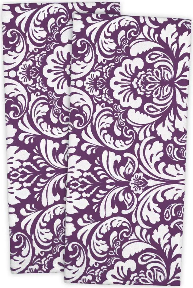 Main image of DAMASK DISHTOWEL Set of 2 EGGPLANT
