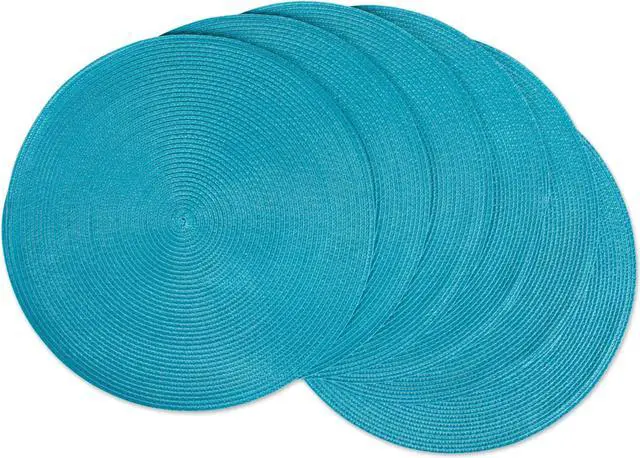 Main image of PLACEMAT ROUND PP WOVEN AQUA Set of 6