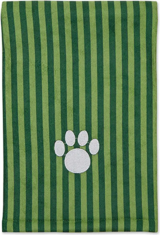 Main image of DII Hunter Green Stripe Embroidered Paw Pet Towel