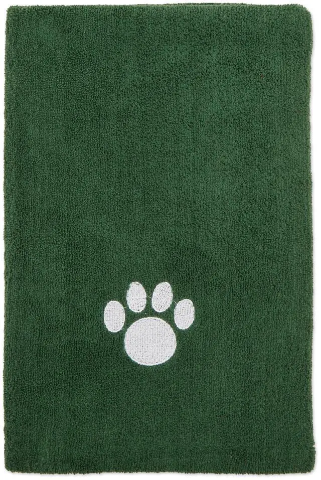Main image of DII Hunter Green Embroidered Paw Pet Towel