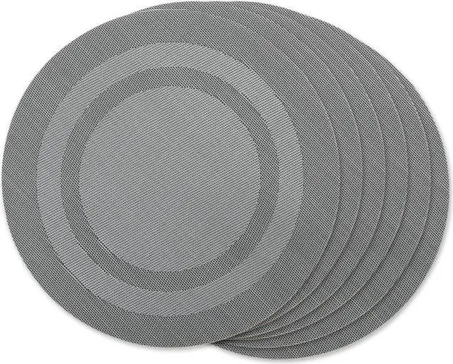 Main image of DII Gray Round PVC Doubleframe Placemat 6 Piece