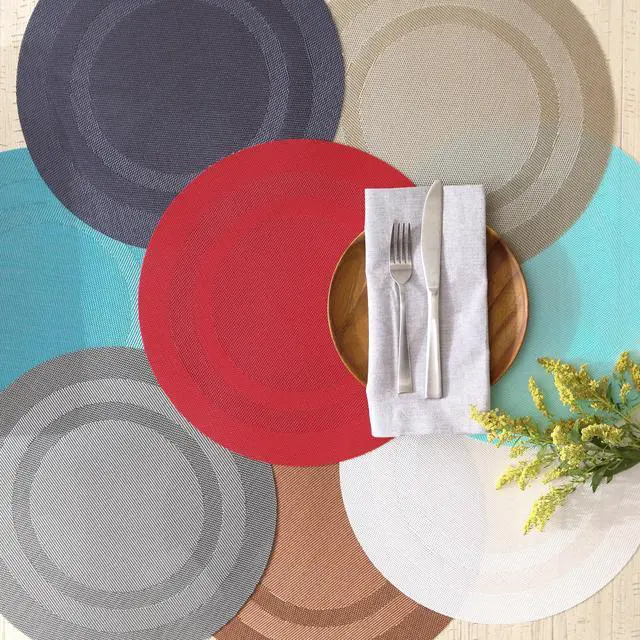 Alt view image 6 of 6 - DII Gray Round PVC Doubleframe Placemat 6 Piece