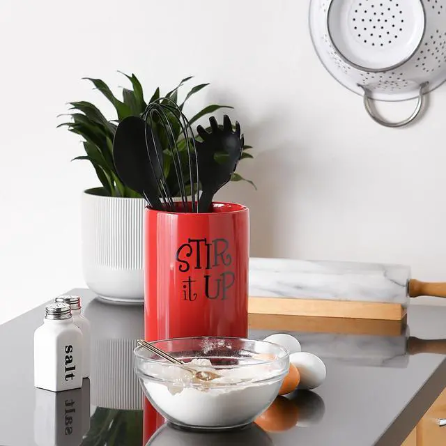 Alt view image 4 of 6 - DII Red Stir It Up Ceramic Utensil Holder