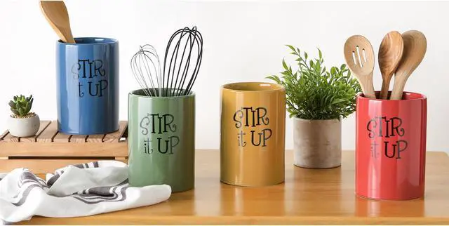 Alt view image 6 of 6 - DII Red Stir It Up Ceramic Utensil Holder