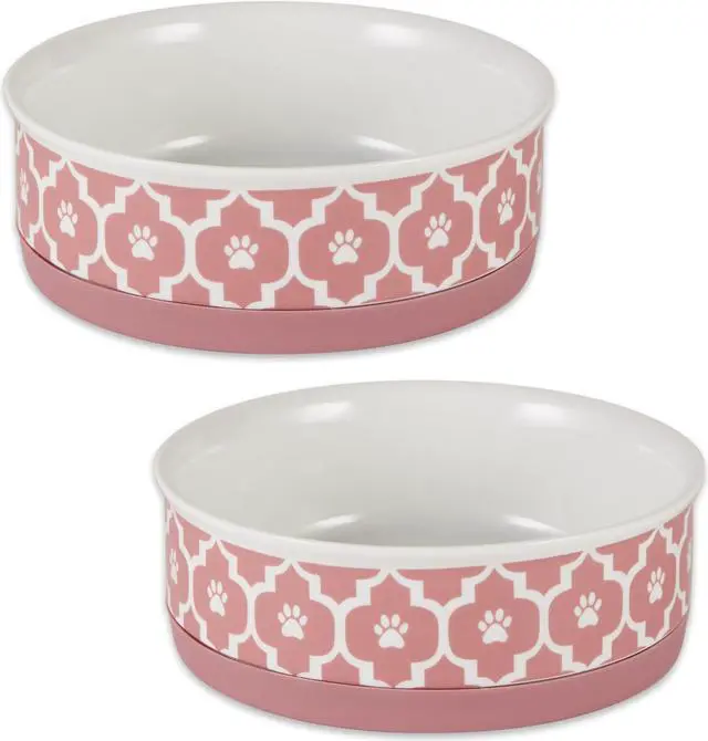Main image of DII Pet Bowl Lattice Rose Medium 6Dx2H (Set of 2)