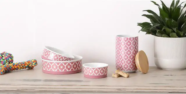 Alt view image 3 of 6 - DII Pet Bowl Lattice Rose Medium 6Dx2H (Set of 2)