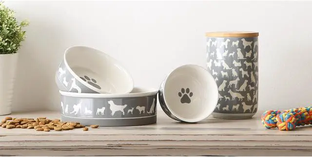 Alt view image 6 of 6 - DII Pet Bowl Dog Show Gray Medium 6Dx2H (Set of 2)
