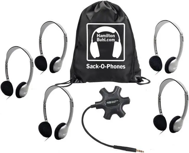 Main image of Galaxy Sack-O-Phones - 5 - HA2 Headphones with 1 Star Fish Jackbox, JBPSF, in carry bag