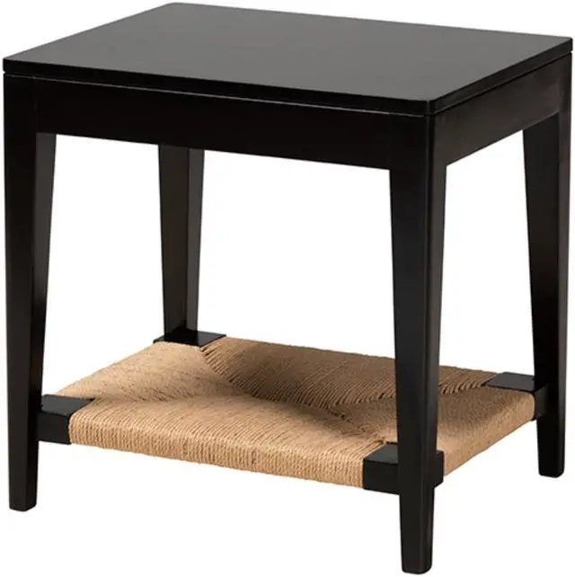 Main image of Baxton Studio Freya Modern Bohemian Black Finished Bayur Wood End Table