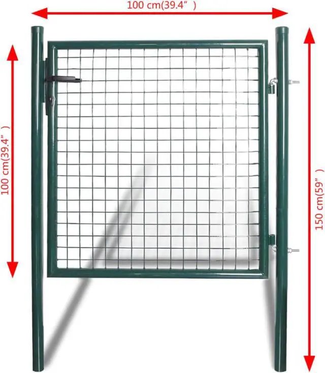 Alt view image 8 of 14 - vidaXL Fence Gate Metal Fence Post Outdoor Garden Gate Powder-Coated Steel