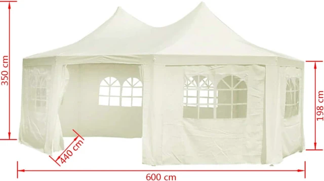 Alt view image 4 of 8 - vidaXL Octagonal Party Tent Cream White 20' x 15' x 12'