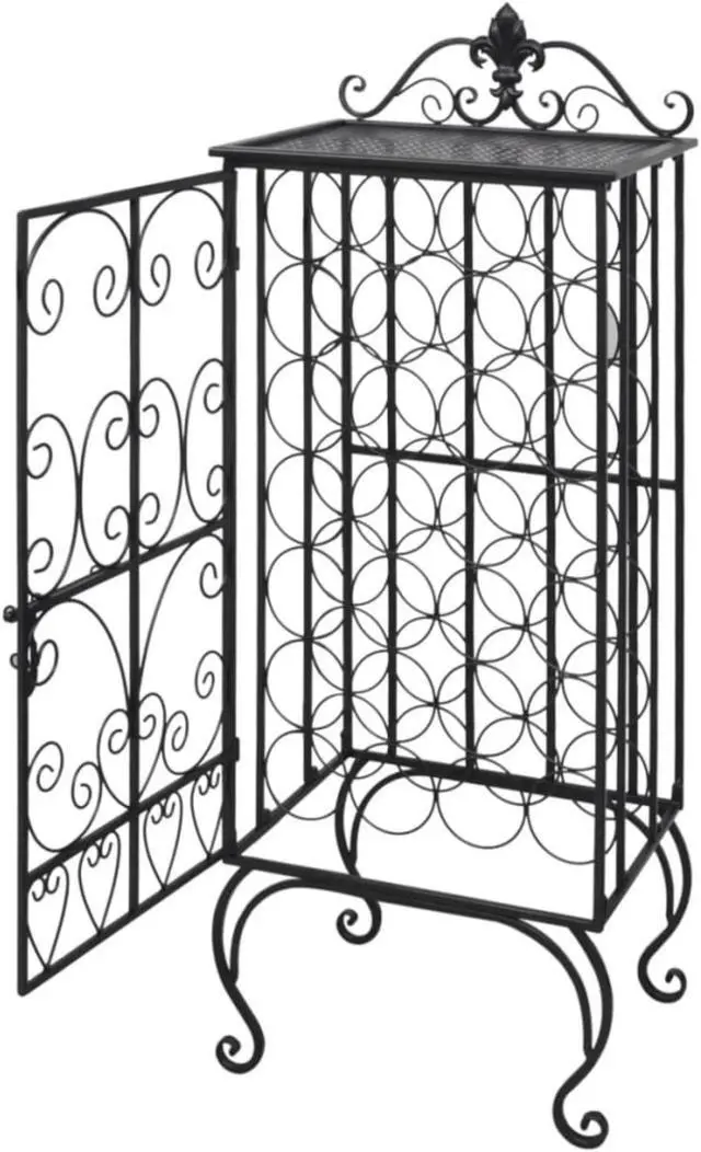 Alt view image 10 of 11 - vidaXL Wine Rack Wine Bottle Holder for 28 Bottles Floor Wine Cabinet Metal