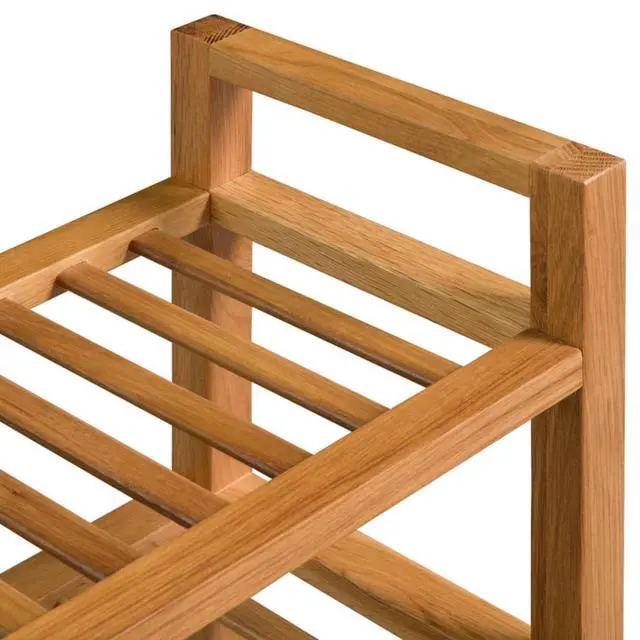 Alt view image 14 of 18 - vidaXL Solid Oak Wood Shoe Rack with 3 Shelves 23.6" Hallway Footwear Storage