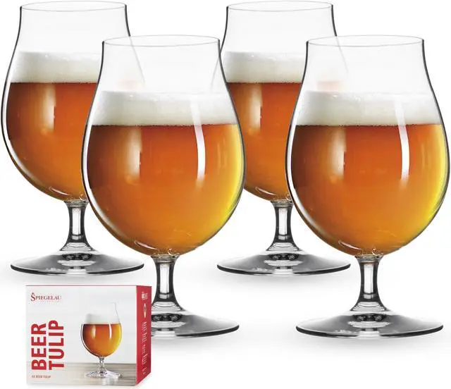 Alt view image 2 of 3 - Spiegelau Beer Classics Tulip Glasses, Set of 4, European-Made Lead-Free Crystal, Modern Beer Glasses, Dishwasher Safe, Professional Quality Beer Tulip Glass Gift Set, 15.5 oz