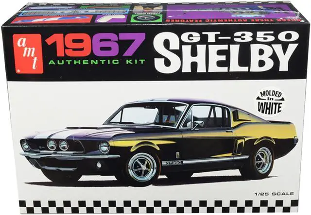 Alt view image 2 of 9 - Skill 2 Model Kit 1967 Ford Mustang Shelby GT350 White 1/25 Scale Model by AMT