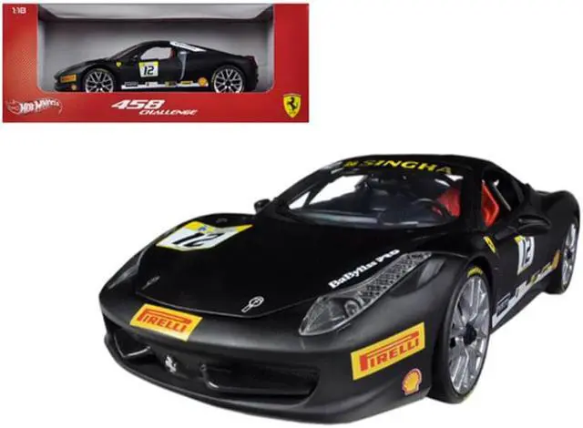 Alt view image 10 of 10 - Ferrari 458 Challenge Matt Black #12 1/18 Diecast Car Model by Hot Wheels