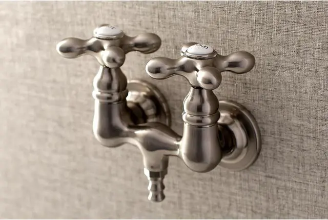 Alt view image 2 of 4 - Kingston Brass AE37T8 Aqua Vintage 3-3/8 Inch Wall Mount Tub Faucet, Brushed Nickel