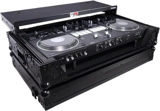 Alt view image 5 of 8 - ATA Style Flight Case for Pioneer DDJ-REV7 DJ Controller with Laptop Shelf, 1U Rackspace, Wheels | Black Finish