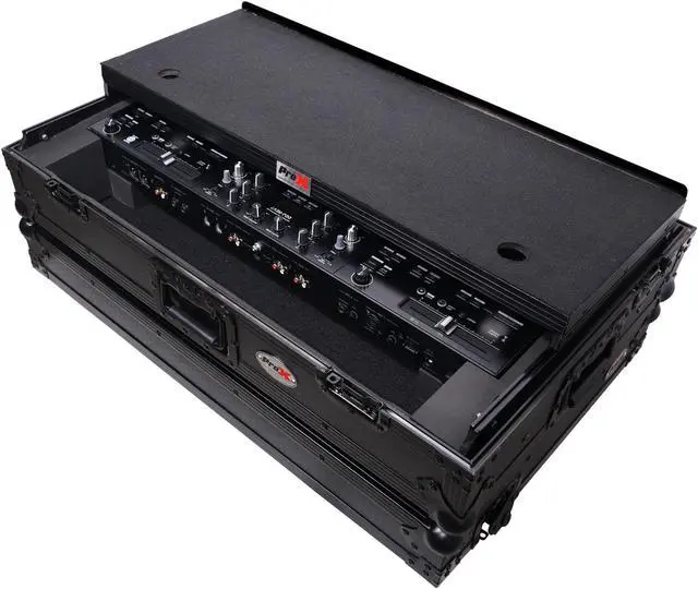 Alt view image 6 of 8 - ATA Style Flight Case for Pioneer DDJ-REV7 DJ Controller with Laptop Shelf, 1U Rackspace, Wheels | Black Finish