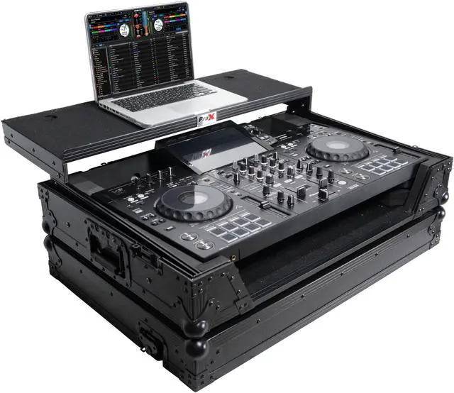 Alt view image 2 of 7 - ATA Style DJ Controller Case for Pioneer XDJ-RX3 RX2 Case with Laptop Shelf and Wheels | Black Finish