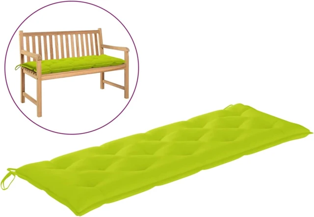 Alt view image 2 of 12 - vidaXL Garden Bench Cushion Bright Green 59.1"x19.7"x2.8" Fabric