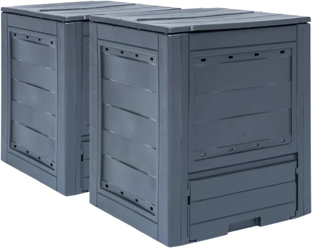 Main image of vidaXL Garden Composters 2 pcs Gray 23.6"x23.6"x28.7" 137.4 gal