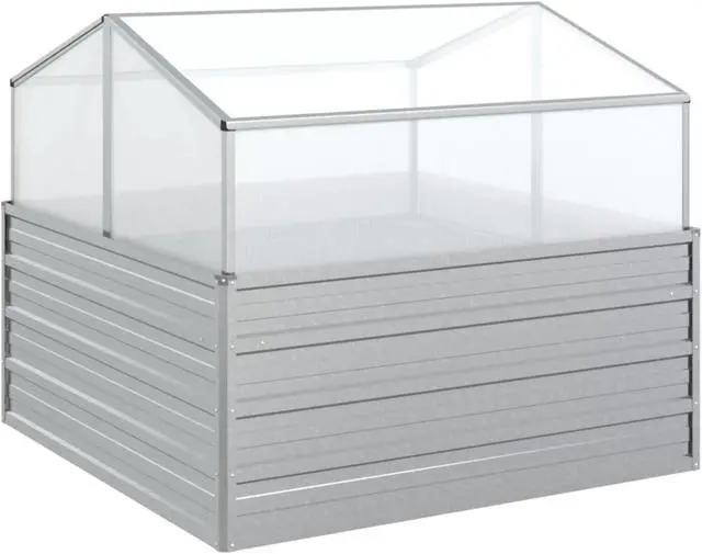 Alt view image 2 of 18 - vidaXL Cold Frame Raised Garden Bed with Cover Greenhouse Galvanized Steel