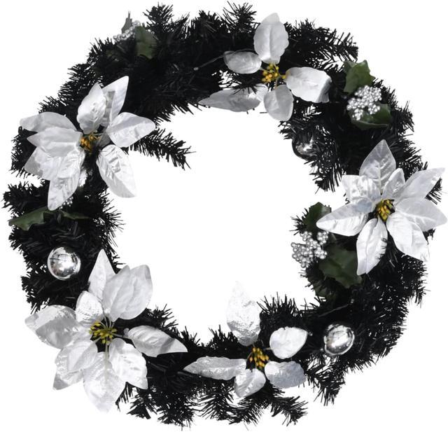 Alt view image 3 of 14 - vidaXL Christmas Wreath with LED Lights Black 23.6" PVC