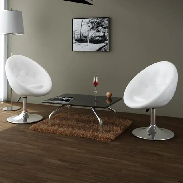 Alt view image 2 of 18 - vidaXL Bar Stools 2 pcs White Faux Leather