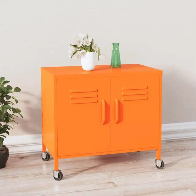 Alt view image 2 of 12 - vidaXL Storage Cabinet Orange 23.6"x13.8"x19.3" Steel