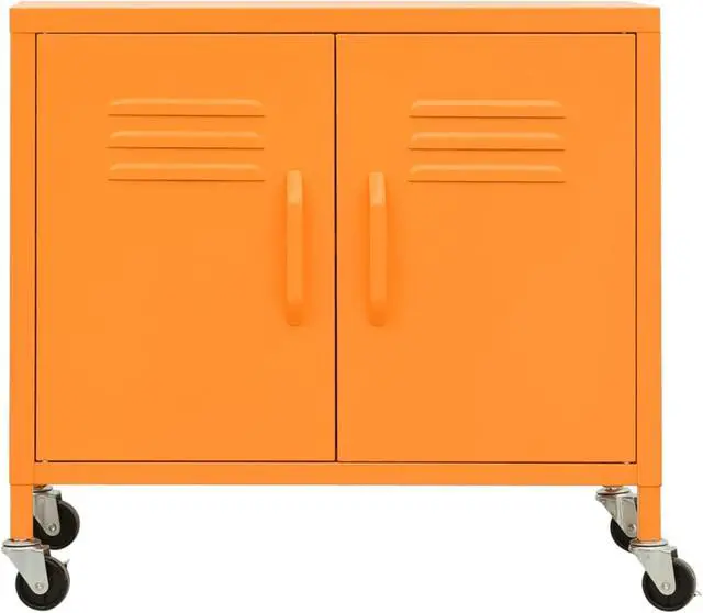 Alt view image 3 of 12 - vidaXL Storage Cabinet Orange 23.6"x13.8"x19.3" Steel