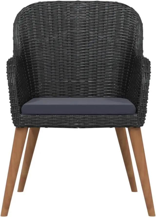 Alt view image 4 of 12 - vidaXL 3 Piece Patio Dining Set with Cushions Black