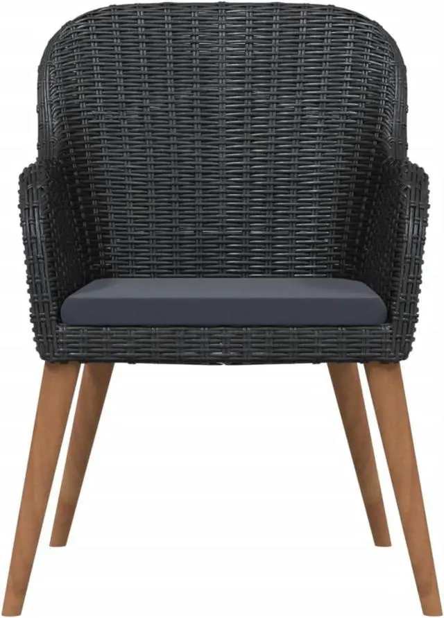 Alt view image 4 of 12 - vidaXL 3 Piece Patio Dining Set with Cushions Black