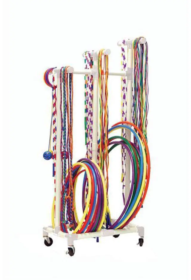 Alt view image 2 of 5 - Champion Sports RHRACK Jump Rope and Hoop Cart - Plastic - 19 x 28 x 69, White