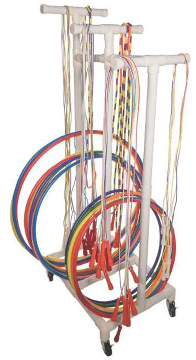 Alt view image 3 of 5 - Champion Sports RHRACK Jump Rope and Hoop Cart - Plastic - 19 x 28 x 69, White