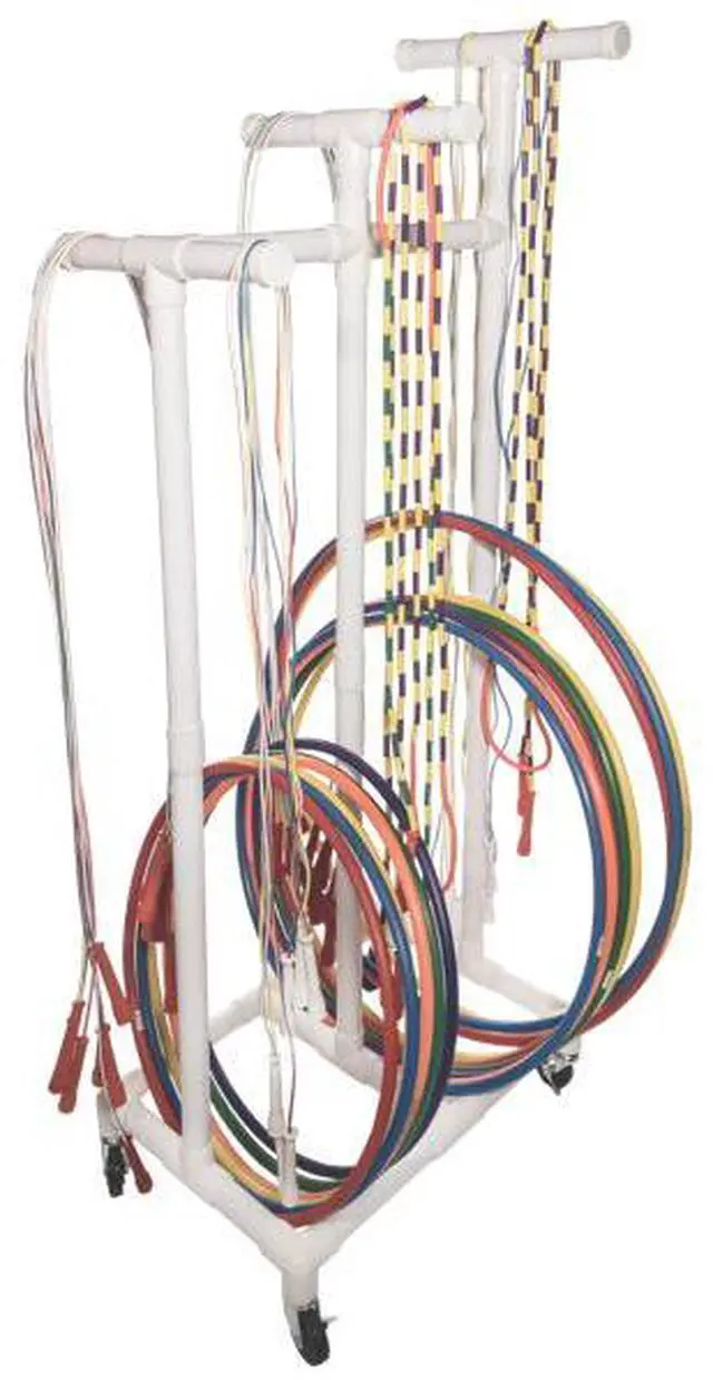 Alt view image 4 of 5 - Champion Sports RHRACK Jump Rope and Hoop Cart - Plastic - 19 x 28 x 69, White