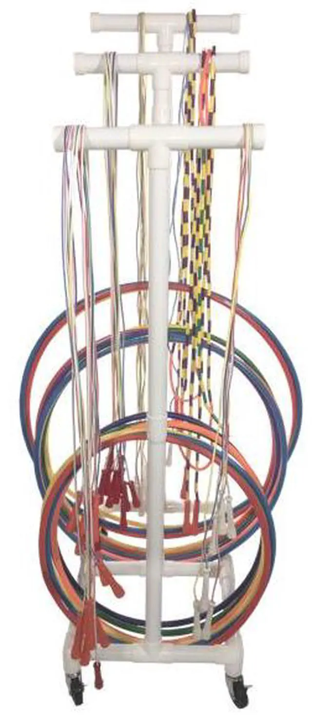 Alt view image 5 of 5 - Champion Sports RHRACK Jump Rope and Hoop Cart - Plastic - 19 x 28 x 69, White