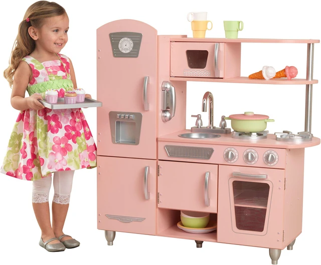 Alt view image 14 of 14 - KidKraft Pink Vintage Kitchen Kids Pretend Play Set and Accessories | 53179