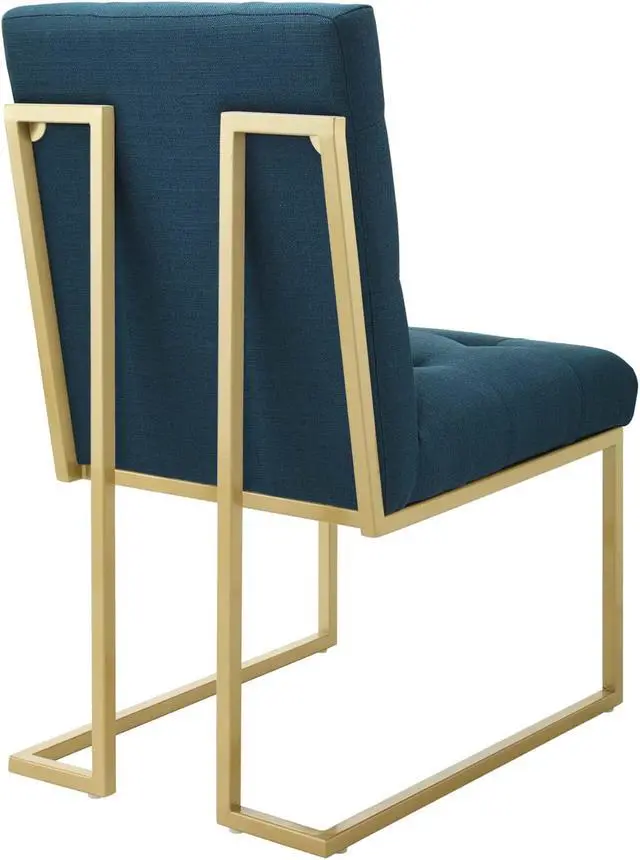 Alt view image 3 of 13 - Privy Gold Stainless Steel Upholstered Fabric Dining Accent Chair Gold Azure