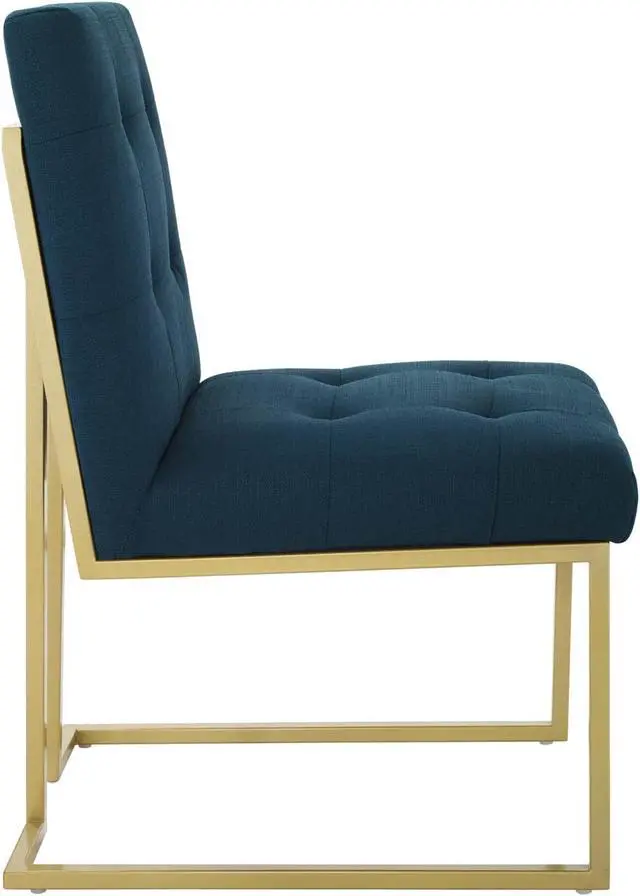 Alt view image 2 of 13 - Privy Gold Stainless Steel Upholstered Fabric Dining Accent Chair Gold Azure