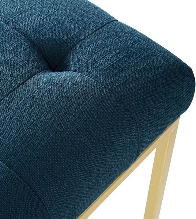 Alt view image 6 of 13 - Privy Gold Stainless Steel Upholstered Fabric Dining Accent Chair Gold Azure